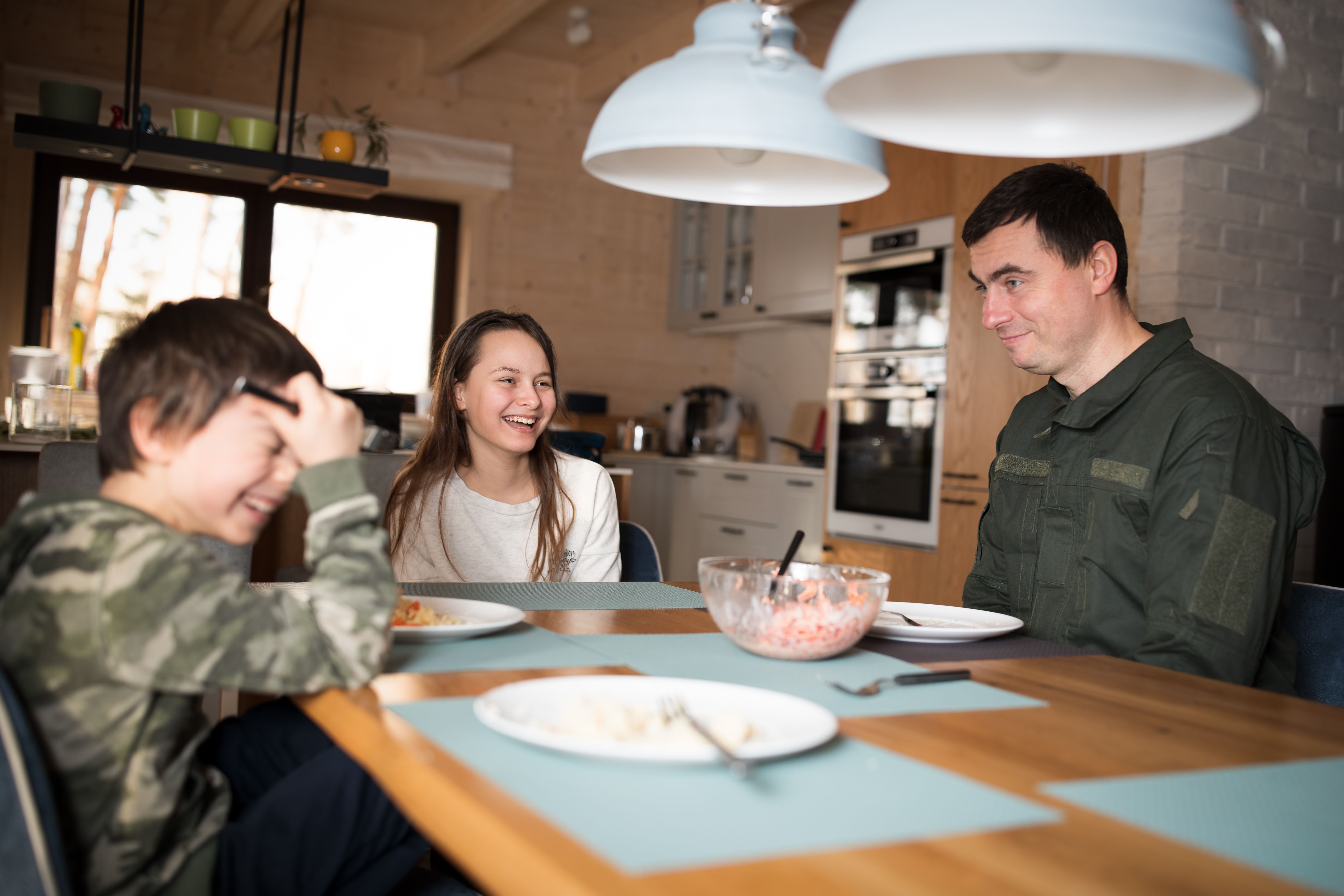 family eating together at home