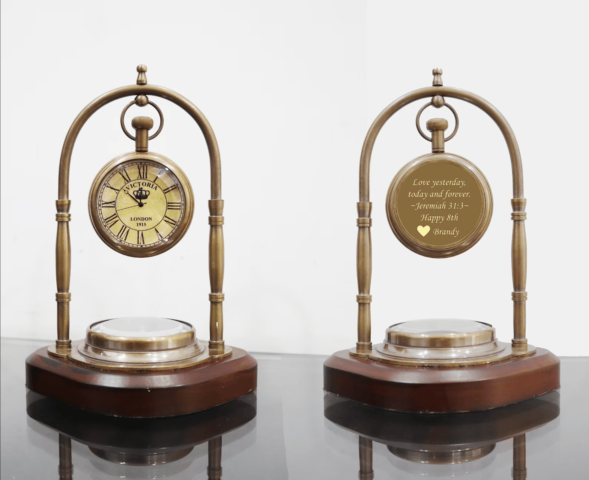 Engraved desk clock for military retirement