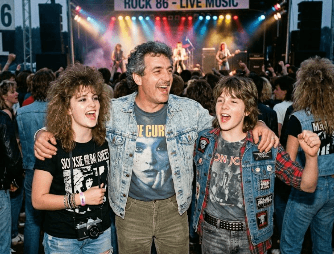 dad and children concert