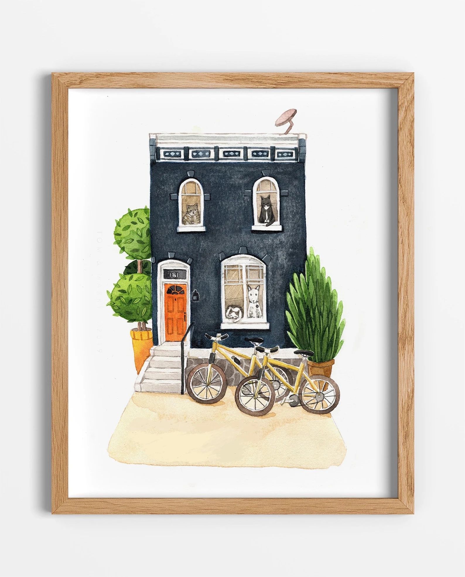 Custom Illustration of Blue Townhouse