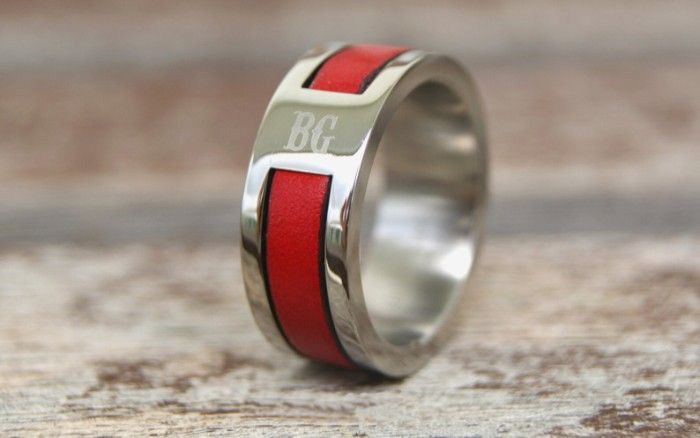 Personalized firfigher red line ring