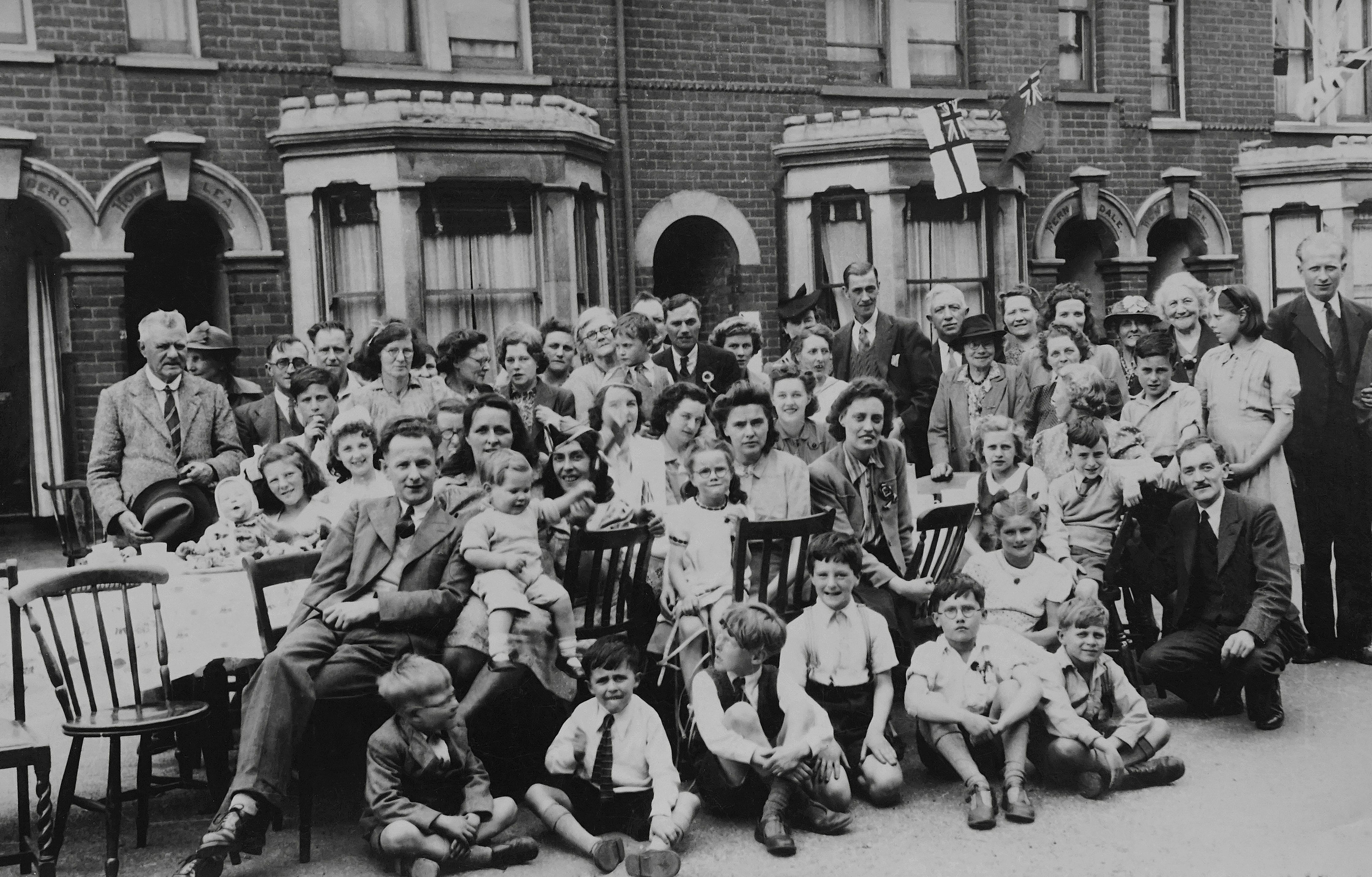 Old family photo in black and white